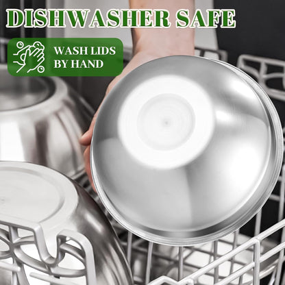 Mixing Bowls with Lids Set - 5 Nesting Mixing Bowls, 3 Grater Attachments, Lids, Stainless Steel Mixing Bowls for Mixing & Serving, Size 1.5/2.1/3.5/4/4.5 QT, Colorful