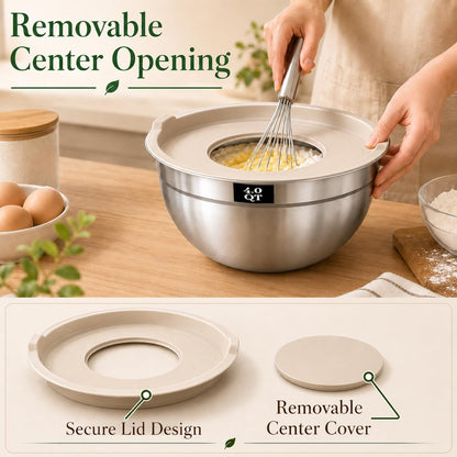 Mixing Bowls with Lids Set - 5 Nesting Mixing Bowls, 3 Grater Attachments, Lids, Stainless Steel Mixing Bowls for Mixing & Serving, Size 1.5/2.1/3.5/4/4.5 QT, Colorful