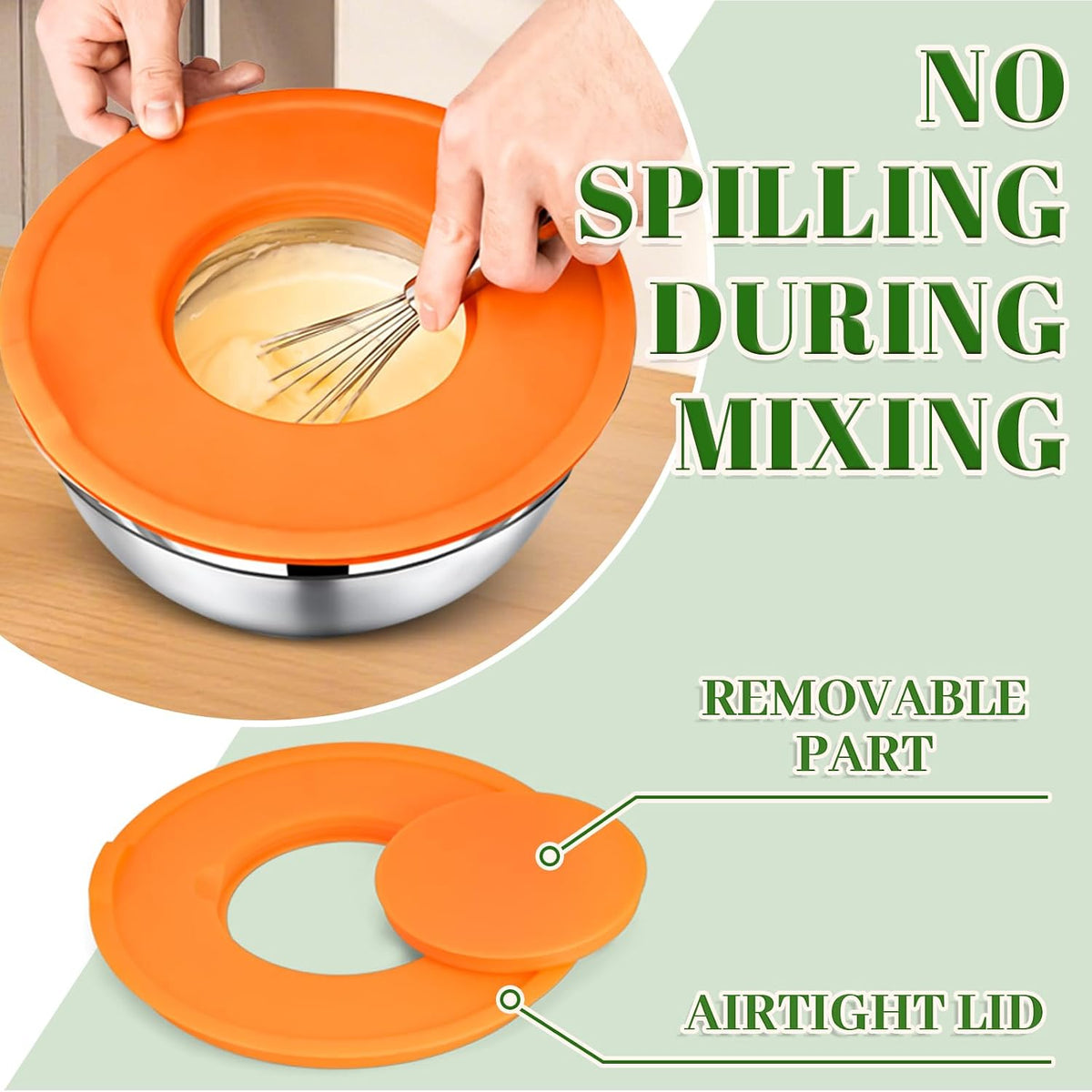 Mixing Bowls with Lids Set - 5 Nesting Mixing Bowls, 3 Grater Attachments, Lids, Stainless Steel Mixing Bowls for Mixing & Serving, Size 1.5/2.1/3.5/4/4.5 QT, Colorful
