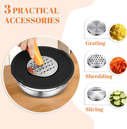 Mixing Bowls with Lids Set - 5 Nesting Mixing Bowls, 3 Grater Attachments, Lids, Stainless Steel Mixing Bowls for Mixing & Serving, Size 1.5/2.1/3.5/4/4.5 QT, Colorful