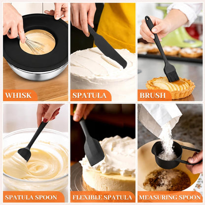 Mixing Bowls with Lids Set - 5 Nesting Mixing Bowls, 3 Grater Attachments, Lids, Stainless Steel Mixing Bowls for Mixing & Serving, Size 1.5/2.1/3.5/4/4.5 QT, Colorful