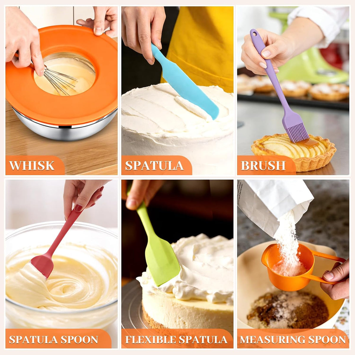 Mixing Bowls with Lids Set - 5 Nesting Mixing Bowls, 3 Grater Attachments, Lids, Stainless Steel Mixing Bowls for Mixing & Serving, Size 1.5/2.1/3.5/4/4.5 QT, Colorful