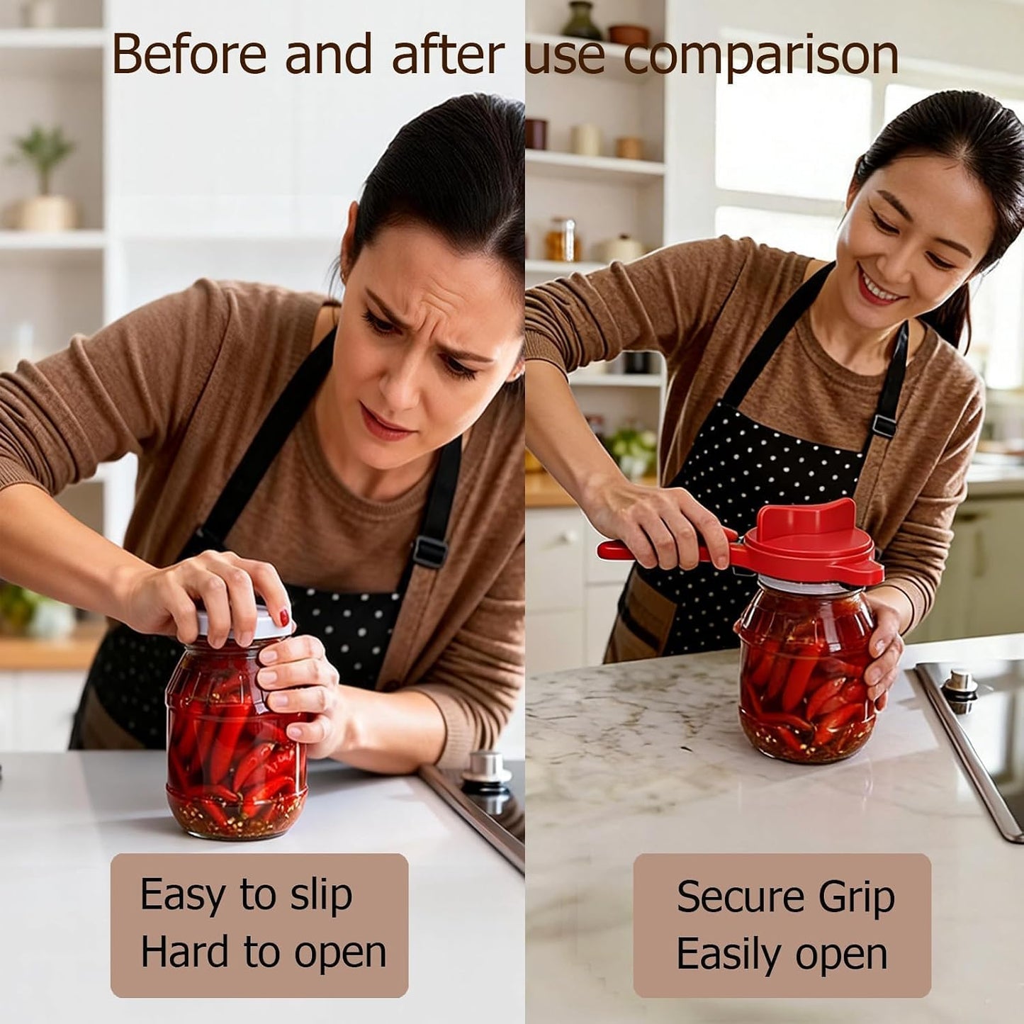 4-in-1 Jar Opener, Adjustable Jar Opener for Seniors, Kitchen Tool Designed Specifically for Seniors and Those with Limited Physical Strength, Suitable For Beer, Salad Dressing, Jar (Black)