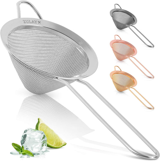 304 Stainless Steel Fine Mesh Strainer 3.35 in - Strainers Fine Mesh, Tea Strainers for Loose Tea - Perfect for Tea, Cocktails, Juicing, Drinks, Liquids, Matcha, Coffee & More