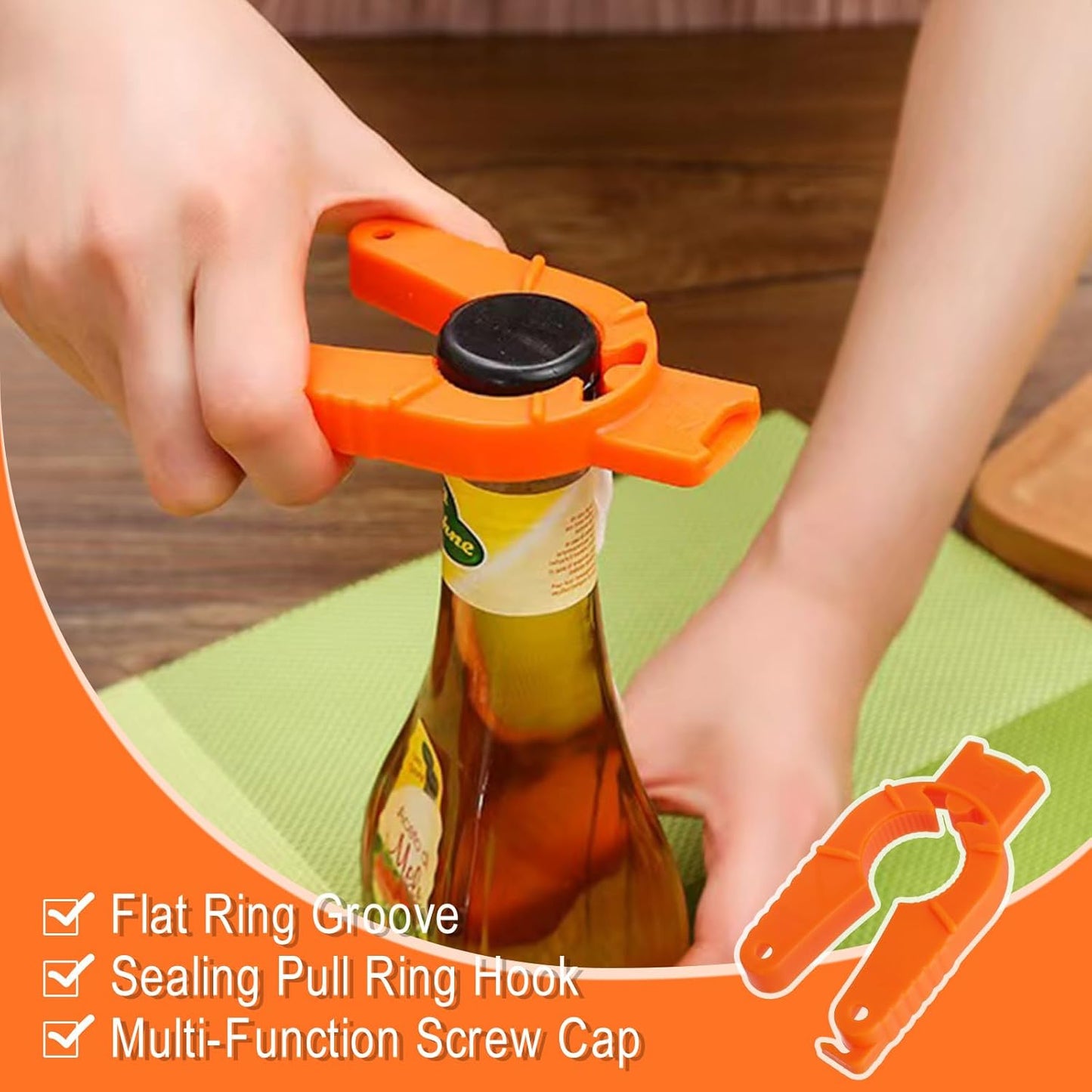 3 Pack Plastic Bottle Cap Opener, 3 in 1 Multi-Purpose Water Bottle Opener, Water Bottle Opener for Arthritic Hands or Home, Kitchen, Camping and Outdoor Adventures, (Orange, Blue, White)