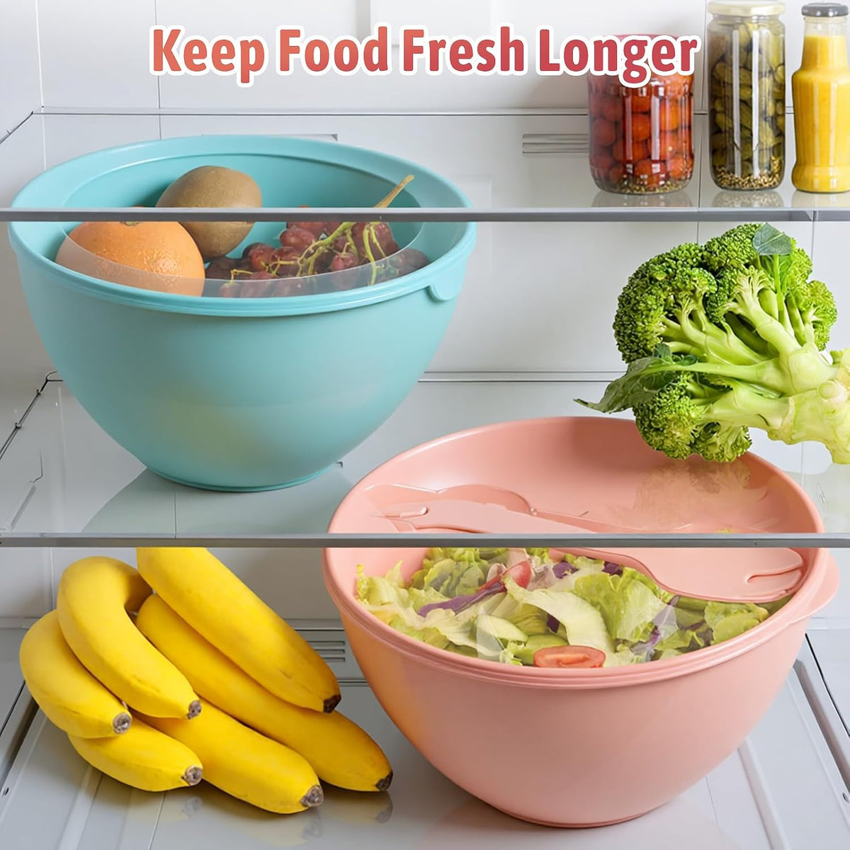 16 Piece Plastic Mixing Bowls with Lids Set includes 8 Prep Bowls & 8 Lids