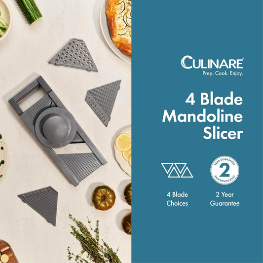 Multi-Blade Mandoline Slicer, Vegetable, Cheese Chopper and Grater, 4 Interchangeable Blades, Safety Guard, Non-Slip Base