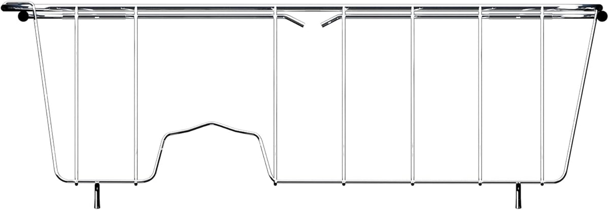 Stainless Steel Dish Drying Rack(15" L X 12.6" W X 4.7" H), Expandable Fruit & Vegetable Drain Rack Over Sink, Dish Drainer Rack in Sink, with Utensil Holder & Silicone Mat(16")