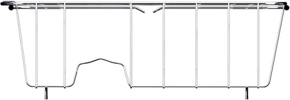 Stainless Steel Dish Drying Rack(15" L X 12.6" W X 4.7" H), Expandable Fruit & Vegetable Drain Rack Over Sink, Dish Drainer Rack in Sink, with Utensil Holder & Silicone Mat(16")