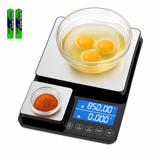 0.001oz/33lb Dual Platform Kitchen Scale, 9.4in Digital Food Scale | Stainless Steel, with Two Precisions, Accumulation Functions, 7 Units, Tare, for Baking, Cooking, Pre-Meal Preparation