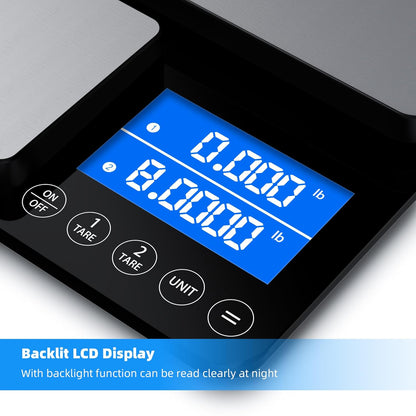 0.001oz/33lb Dual Platform Kitchen Scale, 9.4in Digital Food Scale | Stainless Steel, with Two Precisions, Accumulation Functions, 7 Units, Tare, for Baking, Cooking, Pre-Meal Preparation