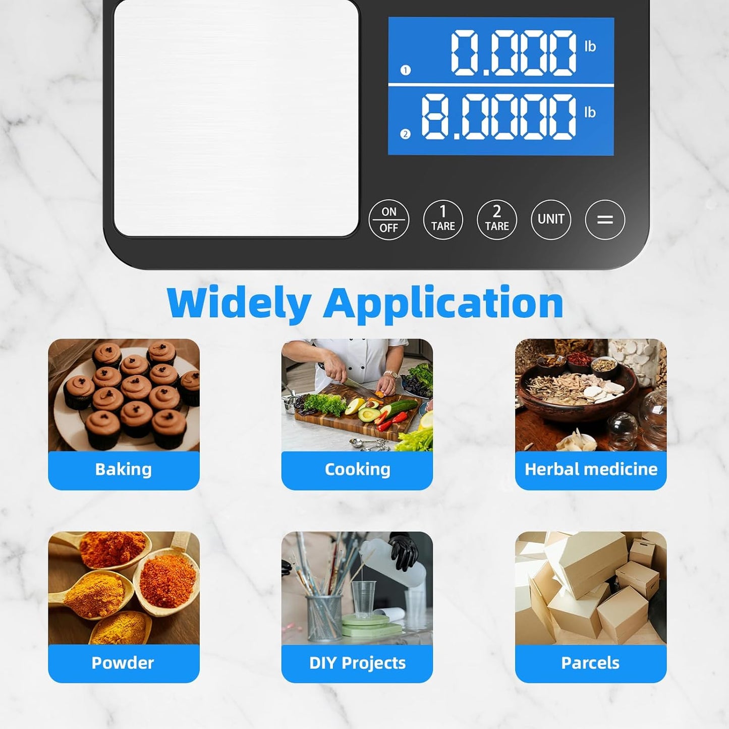 0.001oz/33lb Dual Platform Kitchen Scale, 9.4in Digital Food Scale | Stainless Steel, with Two Precisions, Accumulation Functions, 7 Units, Tare, for Baking, Cooking, Pre-Meal Preparation