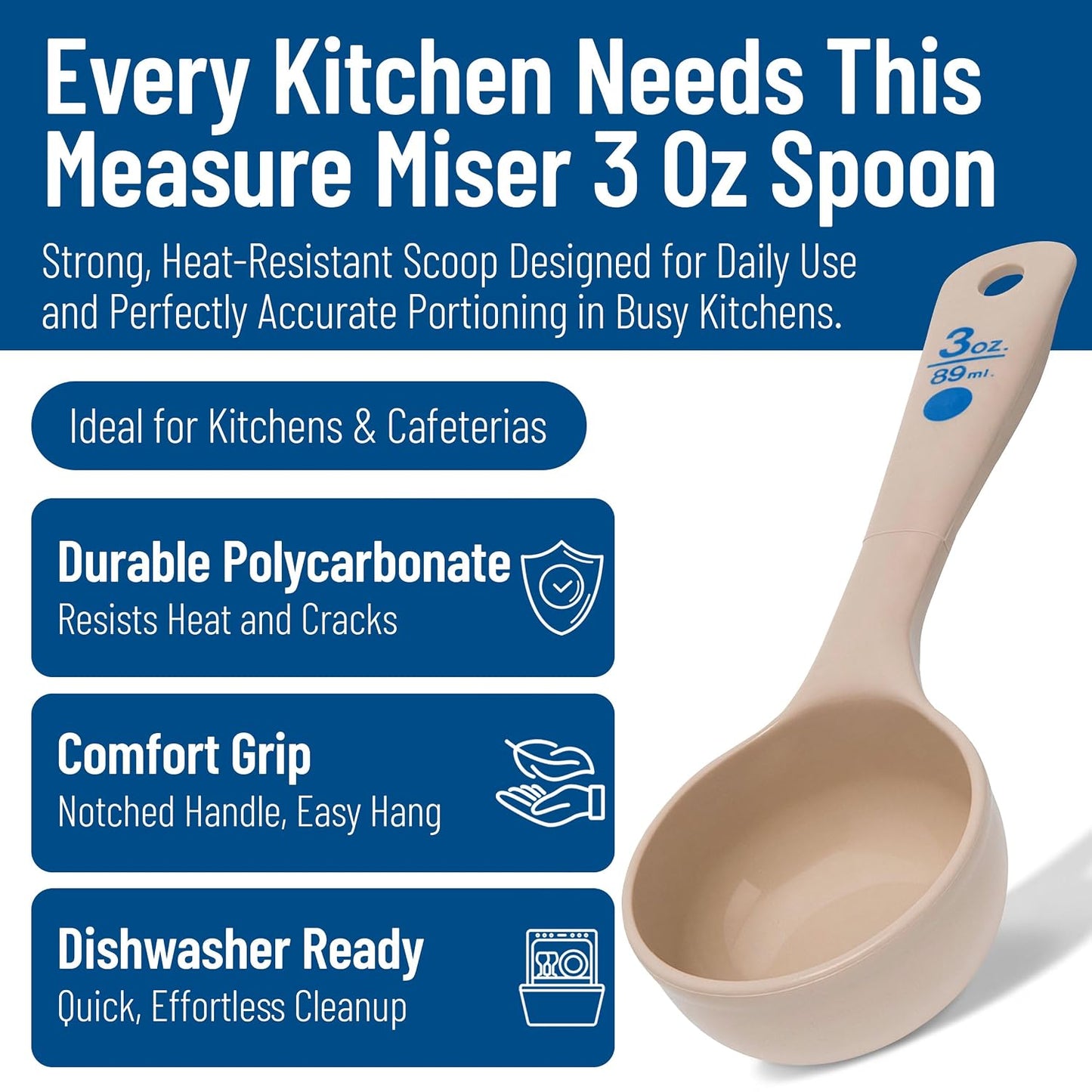 Measure Miser Plastic Measuring Spoon with Short Handle, 3 Ounces, Beige