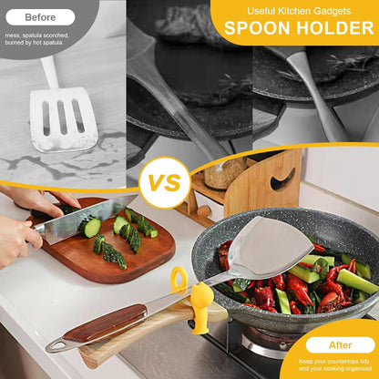 Non-Slip Silicone Spoon Rest - 3 Pcs Cat Shaped Spatula Rack for Pot, Anti-Scalding Adjustable Cute Kitten Utensil Holder, Boil Over Spill Stopper, Funny Kitchen Cooking Gadget