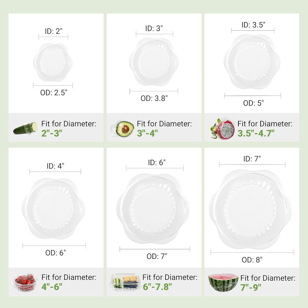 Silicone Stretch Lids for Food Storage in Fridge, Reusable Elastic Bowl Covers for Cup, Cans, Jars, Round & Rectangle Container, Food Grade Silicone Microwave Food Cover, Heat-Resistant, 6PCS