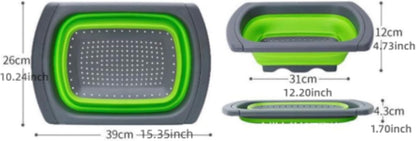 Silicone Collapsible Colander Set – Foldable Over-The-Sink Kitchen Strainer for Pasta, Vegetables, Fruits – Space-Saving Design (3-Piece),Foldable Kitchen Strainer,Collapsible Colander