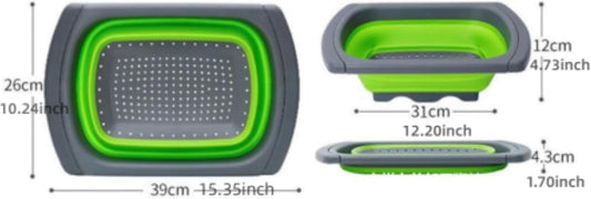 Silicone Collapsible Colander Set – Foldable Over-The-Sink Kitchen Strainer for Pasta, Vegetables, Fruits – Space-Saving Design (3-Piece),Foldable Kitchen Strainer,Collapsible Colander