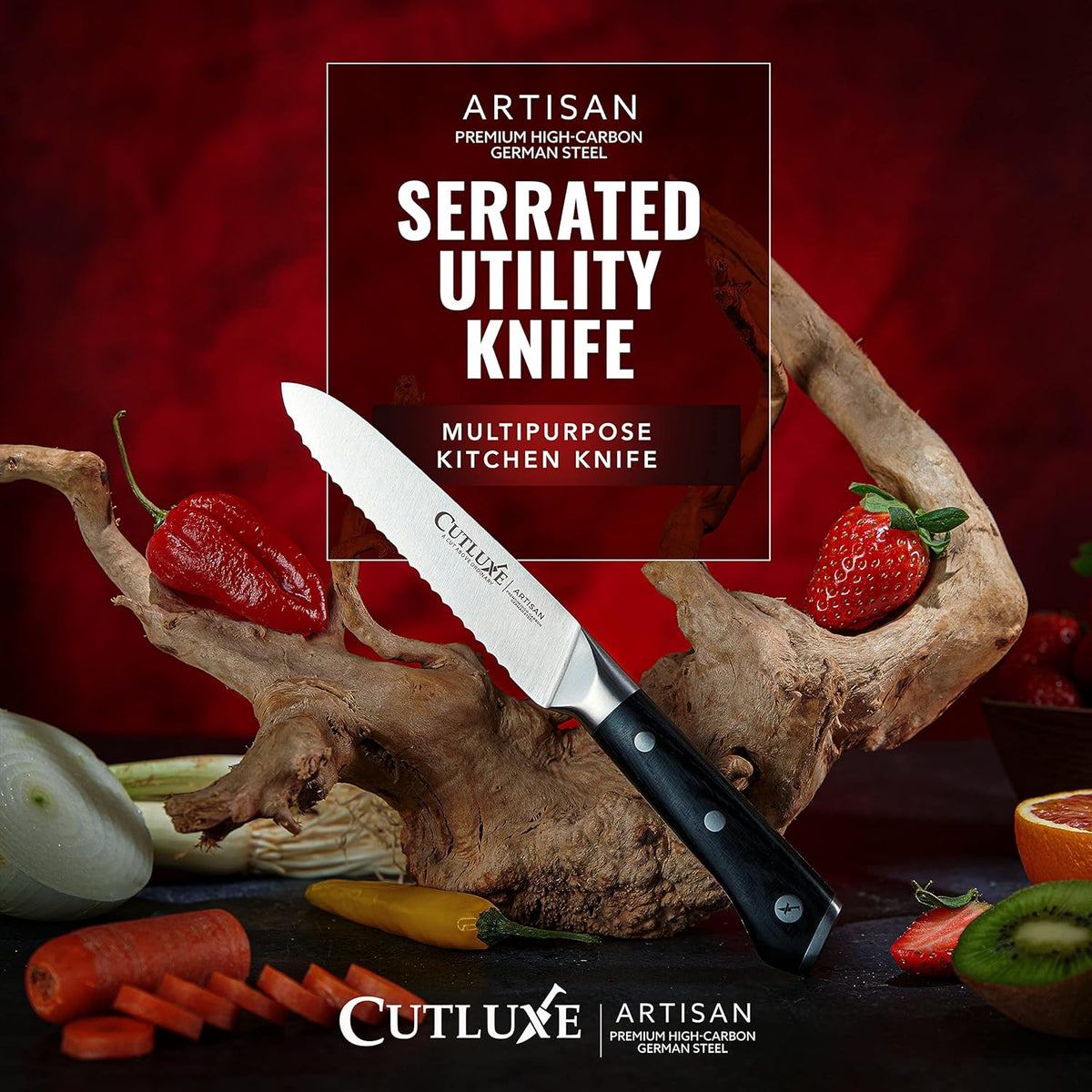 Serrated Tomato Knife – 5" Kitchen Utility Knife for Vegetables