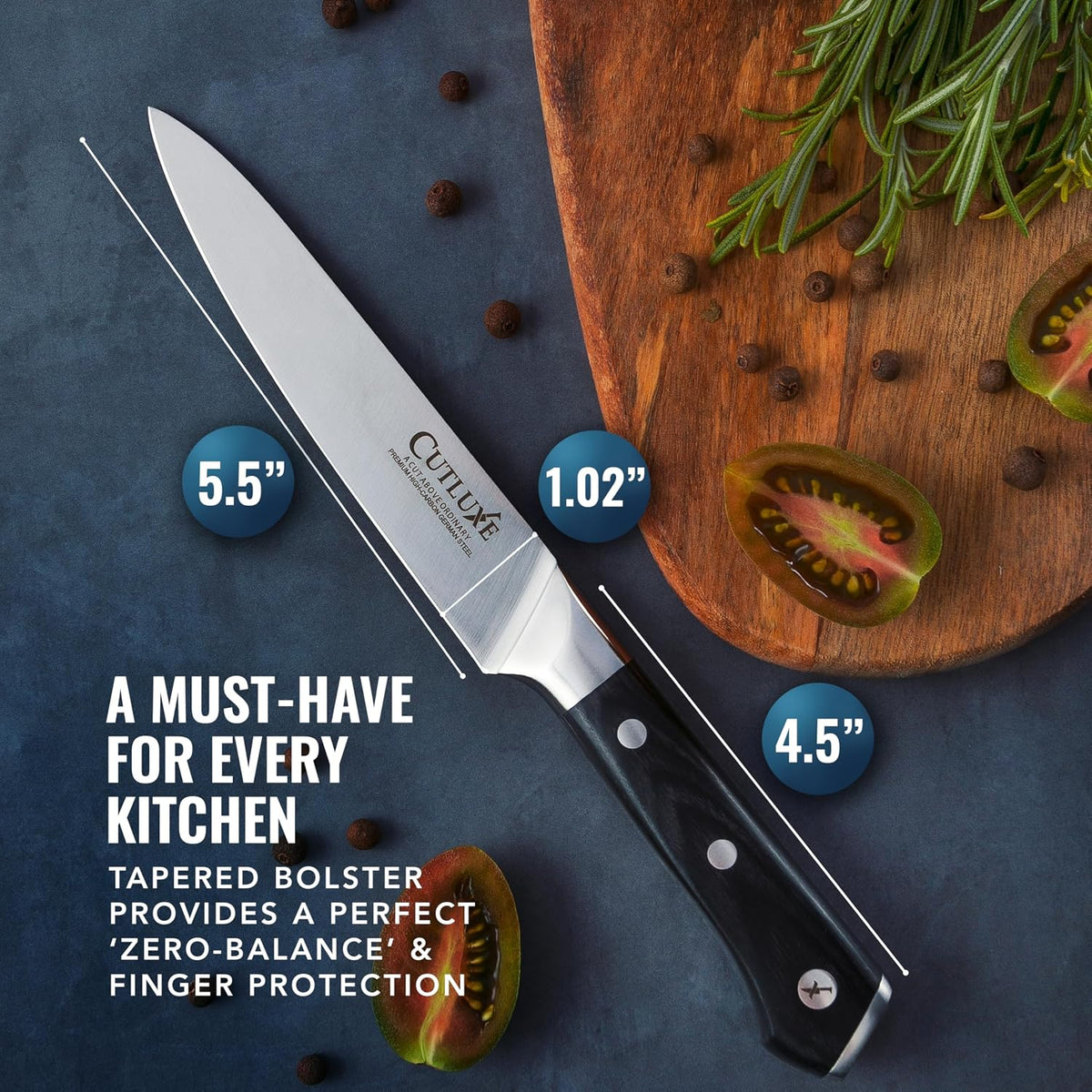 Serrated Tomato Knife – 5" Kitchen Utility Knife for Vegetables