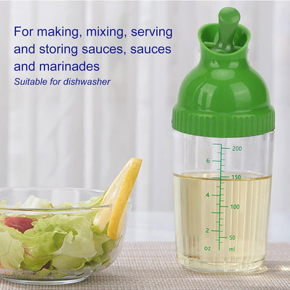 Yosoo Salad Dressing Shaker 200ml, Leakproof Sauce Dispenser Bottle with One-Handed Lever Lid for Oil, Vinegar, and Marinade Storage
