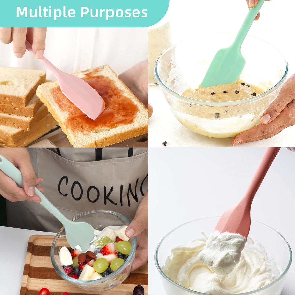 3 Pcs Silicone Spatula Set, Small Rubber Spatulas Silicone Heat Resistant Kitchen Tools for Flexible and Suitable for Kitchen Baking, Cooking, Stirring, and Scraping Seamless One Piece Design (3)