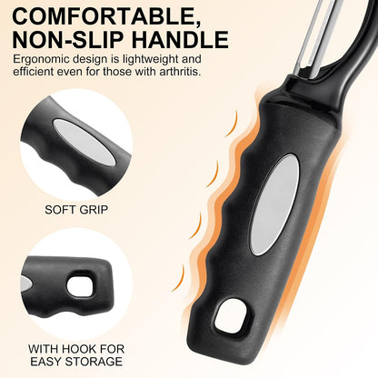 Premium Swivel Vegetable Peeler, Soft Grip Handle and Ultra Sharp Stainless Steel Blades - Perfect Kitchen Peeler For Veggie, Fruit, Potato, Carrot, Apple - Black
