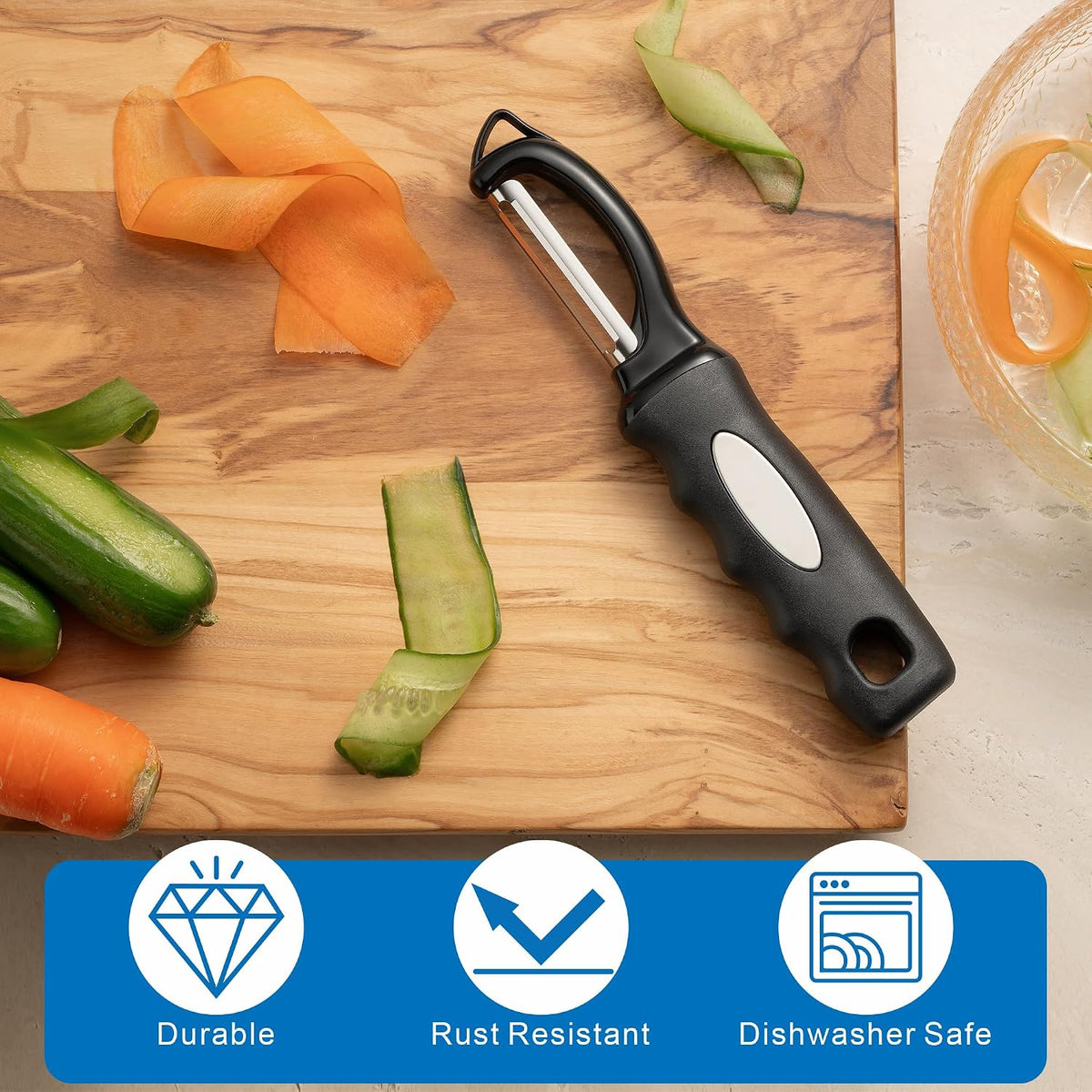 Premium Swivel Vegetable Peeler, Soft Grip Handle and Ultra Sharp Stainless Steel Blades - Perfect Kitchen Peeler For Veggie, Fruit, Potato, Carrot, Apple - Black