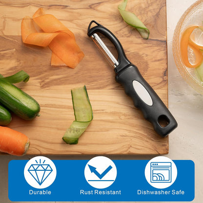 Premium Swivel Vegetable Peeler, Soft Grip Handle and Ultra Sharp Stainless Steel Blades - Perfect Kitchen Peeler For Veggie, Fruit, Potato, Carrot, Apple - Black