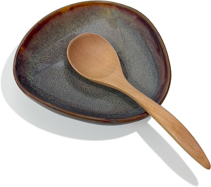 Farmhouse Ceramic Spoon Rests Holder,Coffee Spoon Holder,Cooking Utensil,Ladles, Tong for Kitchen Counter Stove Top (Caramel Brown)