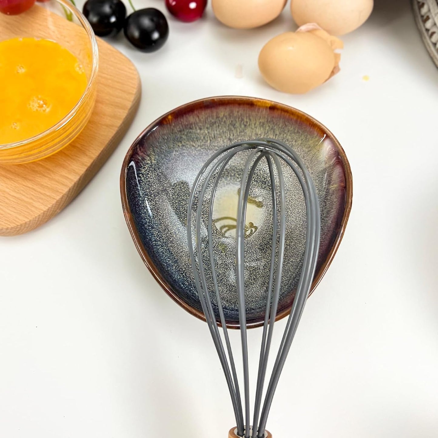 Farmhouse Ceramic Spoon Rests Holder,Coffee Spoon Holder,Cooking Utensil,Ladles, Tong for Kitchen Counter Stove Top (Caramel Brown)