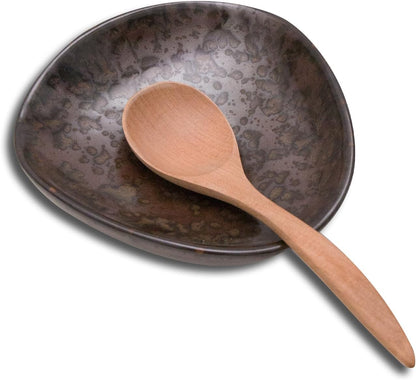 Farmhouse Ceramic Spoon Rests Holder,Coffee Spoon Holder,Cooking Utensil,Ladles, Tong for Kitchen Counter Stove Top (Caramel Brown)