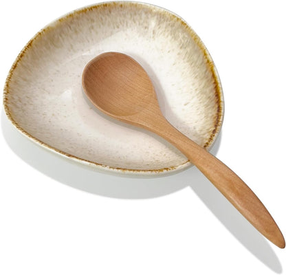 Farmhouse Ceramic Spoon Rests Holder,Coffee Spoon Holder,Cooking Utensil,Ladles, Tong for Kitchen Counter Stove Top (Caramel Brown)