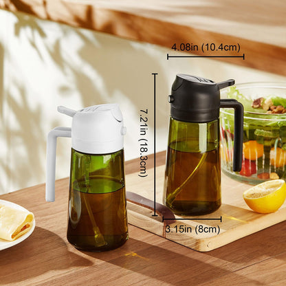 Original 16oz/470ml Olive Oil Dispenser Bottle for Kitchen Gadgets and Air Fryer Accessories - Olive Oil Sprayer for Cooking w/Stickers - Black