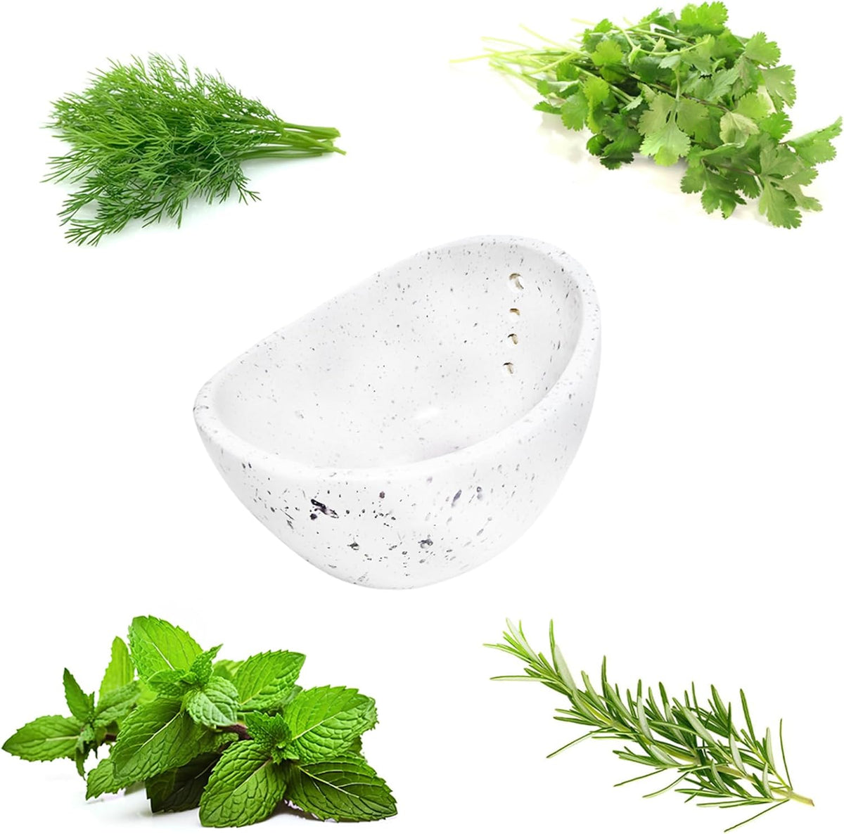 Pottery Herb Stripper Bowl，Small Handmade Herb Stripper Tool，Unique Ceramic Herb Stripper，with Different Hole Sizes for Separating Leaves and Stems，Suitable For Coriander, Rosemary, Etc (Beige)