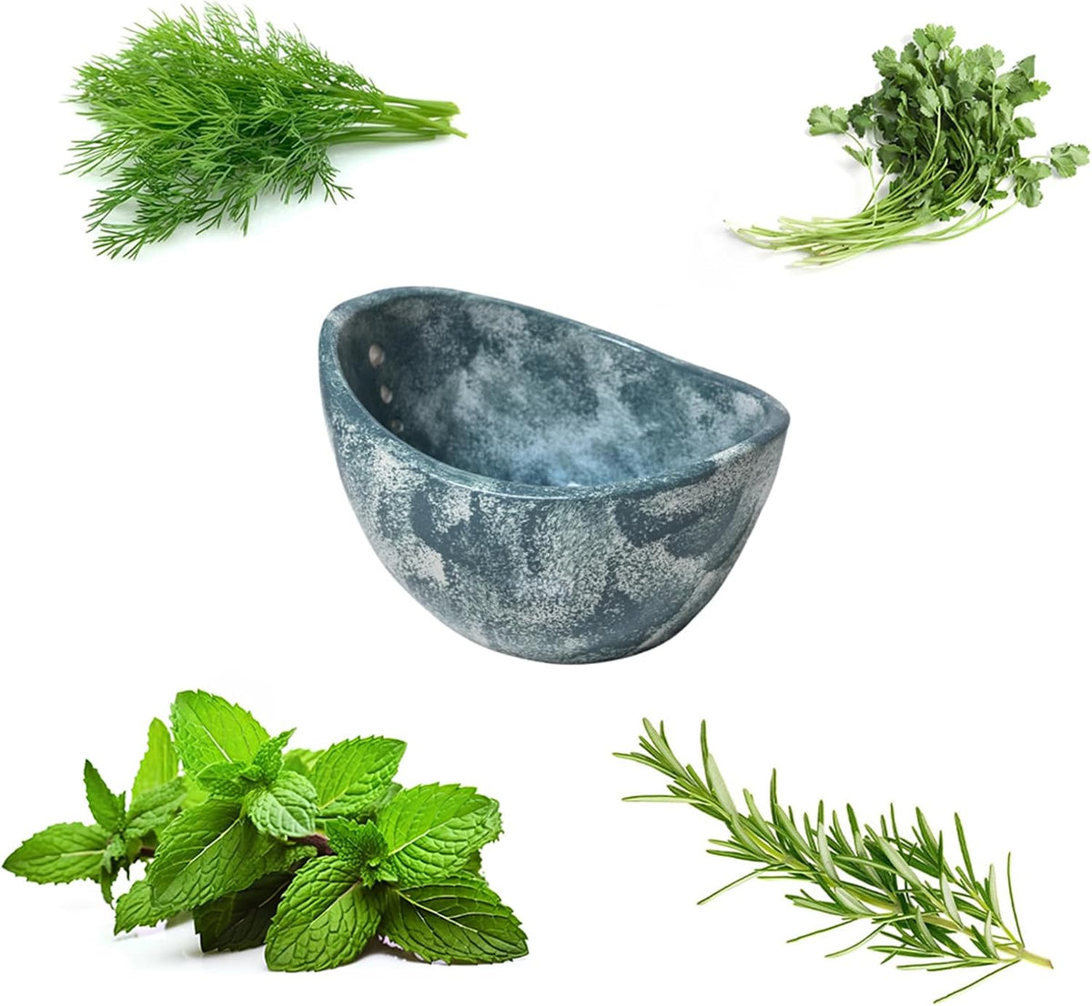 Pottery Herb Stripper Bowl，Small Handmade Herb Stripper Tool，Unique Ceramic Herb Stripper，with Different Hole Sizes for Separating Leaves and Stems，Suitable For Coriander, Rosemary, Etc (Beige)