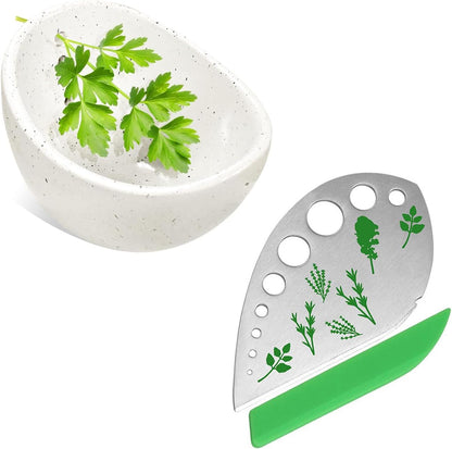 Pottery Herb Stripper Bowl，Small Handmade Herb Stripper Tool，Unique Ceramic Herb Stripper，with Different Hole Sizes for Separating Leaves and Stems，Suitable For Coriander, Rosemary, Etc (Beige)