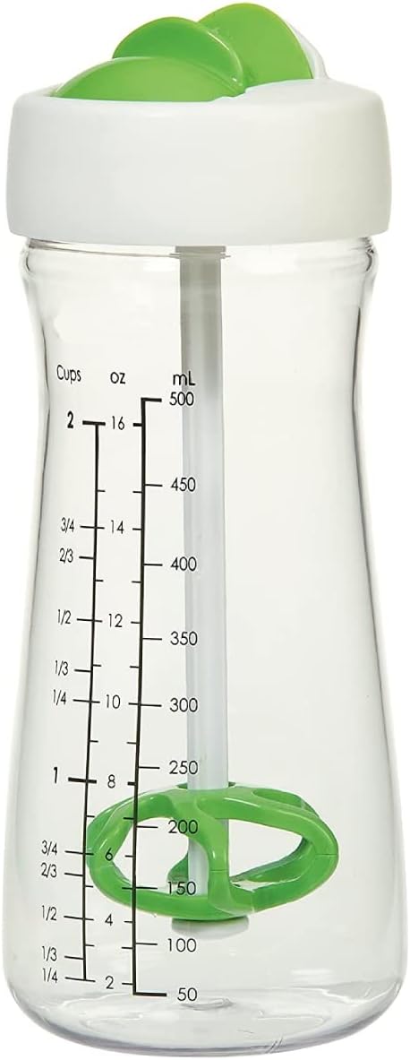 Salad Dressing Shaker Container, Dripless Pour, Leak-free, Soft Grip, BPA Free, Homemade Salad Dressing Bottle Mixer Measure, 500ml