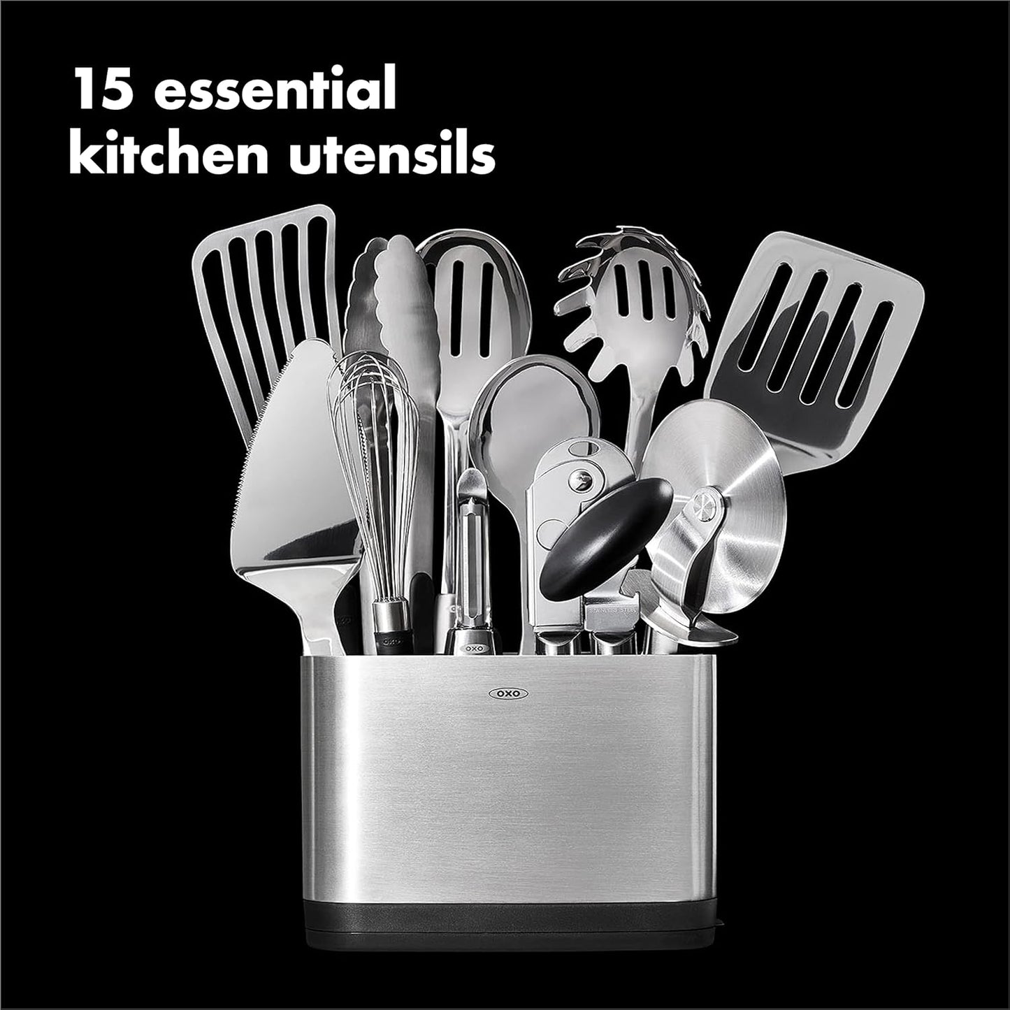 Steel Piece Utensil Set, 15 PC, Stainless Steel