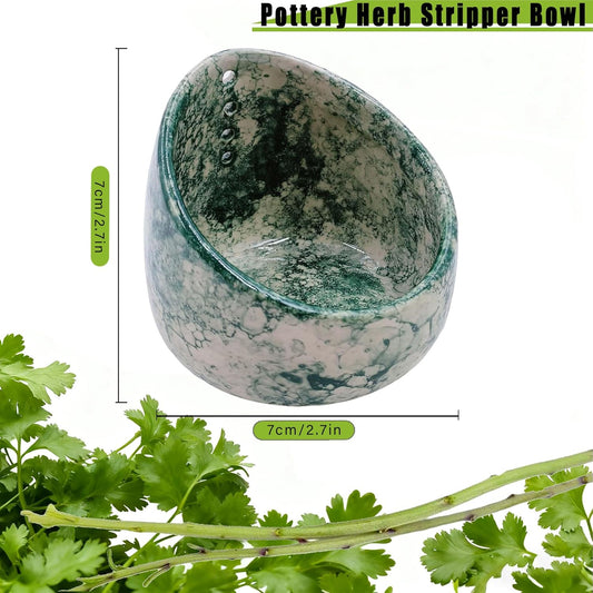 Herb Stripper Bowl, Pottery Herb Stripper Bowl, Kitchen Gadget for Fresh Leaf Stripping, Parsley, Thyme, Decorative Ceramic Glazed Handmade