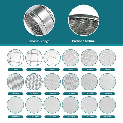 304 Stainless Steel Mesh Lab Sieve, 80 Mesh (0.2mm) Aperture Test Sieve, 4inch(10cm) Diameter Economy Standard Analysis Sample Test Sieves for Industrial Laboratory Homes - Colors A