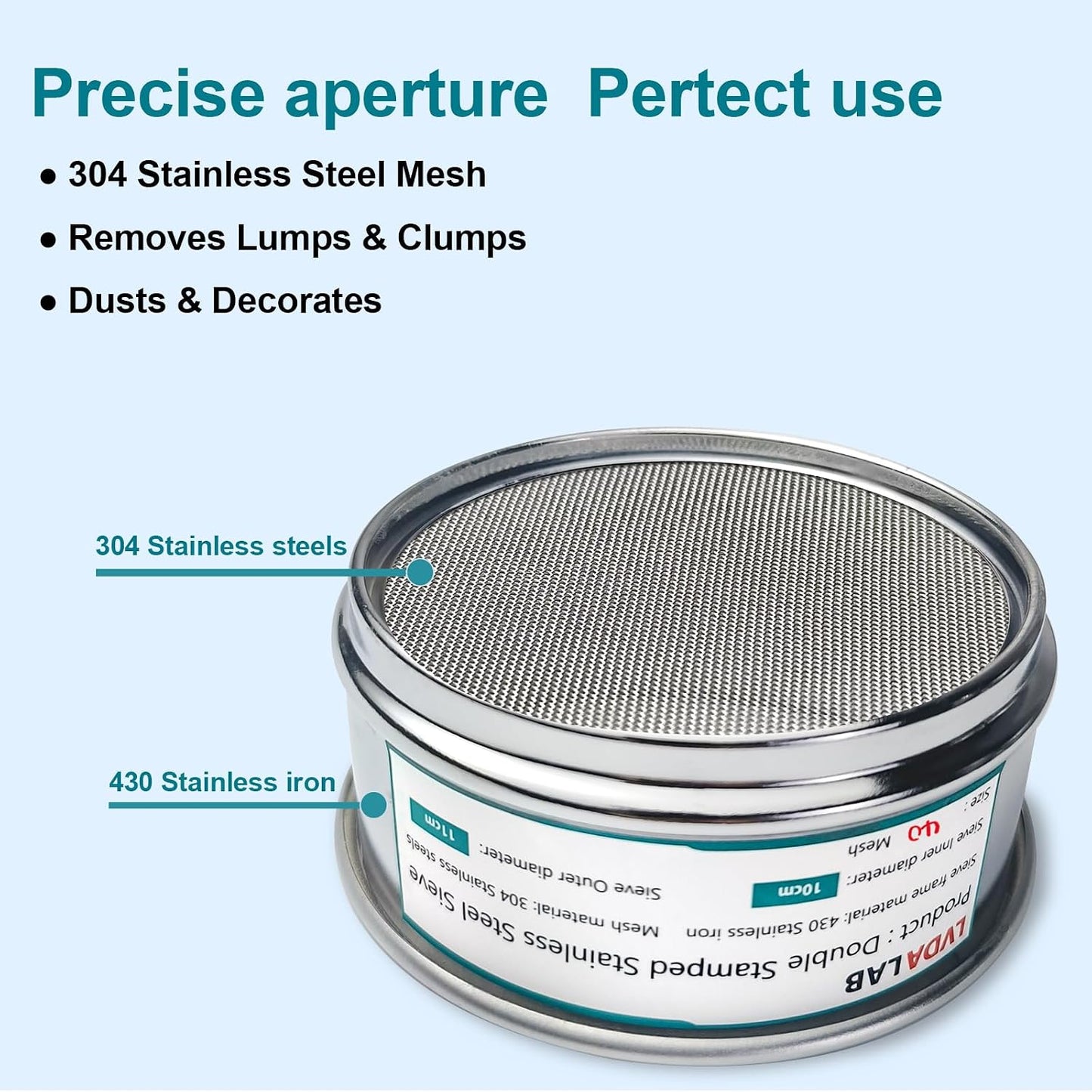304 Stainless Steel Mesh Lab Sieve, 80 Mesh (0.2mm) Aperture Test Sieve, 4inch(10cm) Diameter Economy Standard Analysis Sample Test Sieves for Industrial Laboratory Homes - Colors A