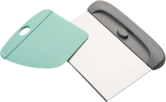 Bench Bread Scraper, 1 Set | Professional, Stainless Steel, Dough Cutter Pizza Cutter, Grip Handles, Kitchen