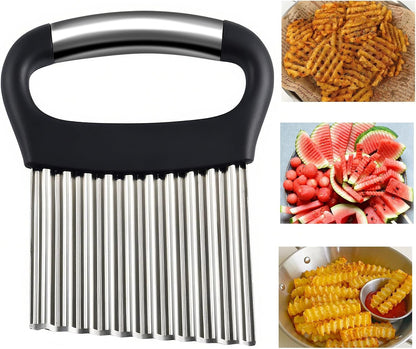 FANTEXY Large Crinkle Cutter for Veggies, Stainless Steel Wave Cutter