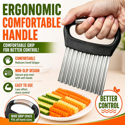 FANTEXY Large Crinkle Cutter for Veggies, Stainless Steel Wave Cutter