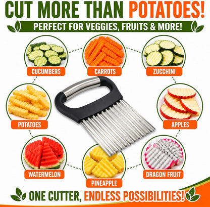FANTEXY Large Crinkle Cutter for Veggies, Stainless Steel Wave Cutter