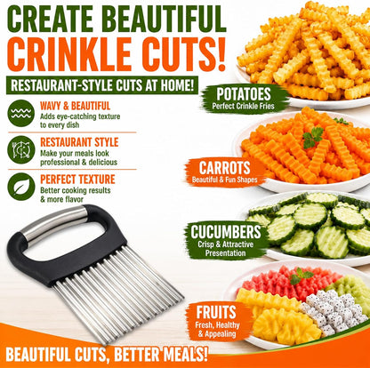 FANTEXY Large Crinkle Cutter for Veggies, Stainless Steel Wave Cutter