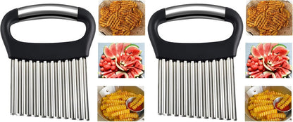 FANTEXY Large Crinkle Cutter for Veggies, Stainless Steel Wave Cutter