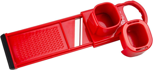 Hutzler Mini-Mandoline Garlic Slicer/Shredder, Red