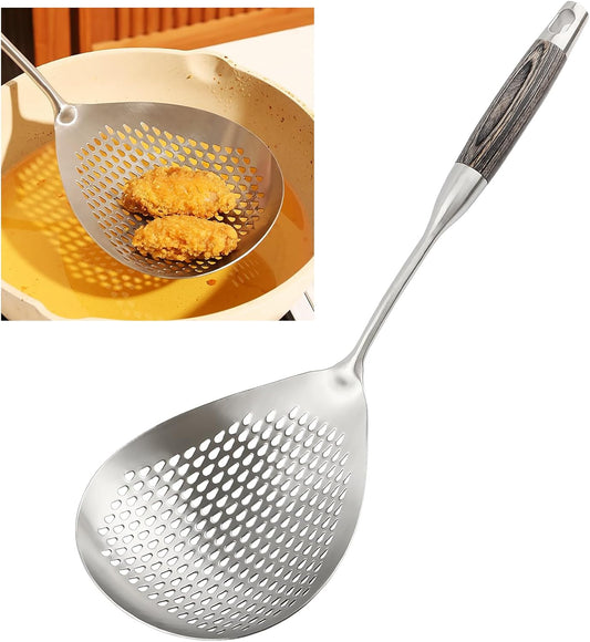 304 Stainless Steel Skimmer Slotted Spoon, Spider Strainer Skimmer Ladle Spoon for Cooking and Frying, Pasta, Spaghetti, 5.8 inch, Dishwasher safe