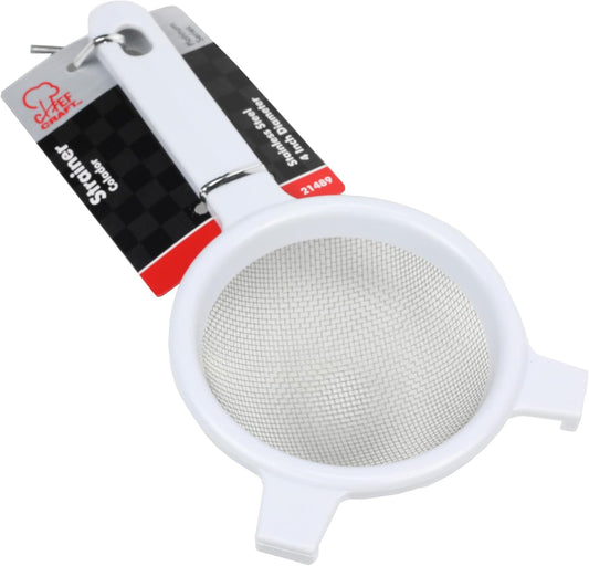 Classic Stainless Steel Mesh Strainer, 4 inch, White